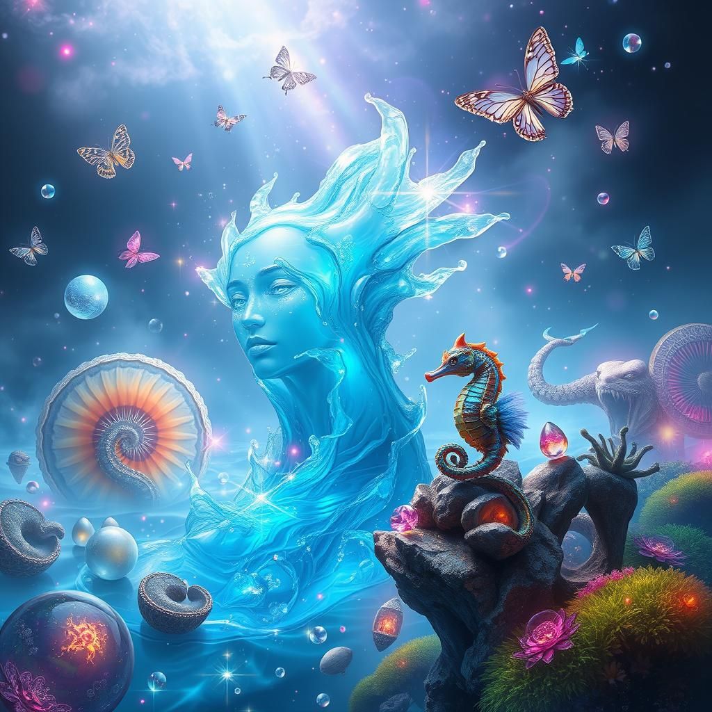 Mystical Water Elemental in Dreamlike Liquid Realm