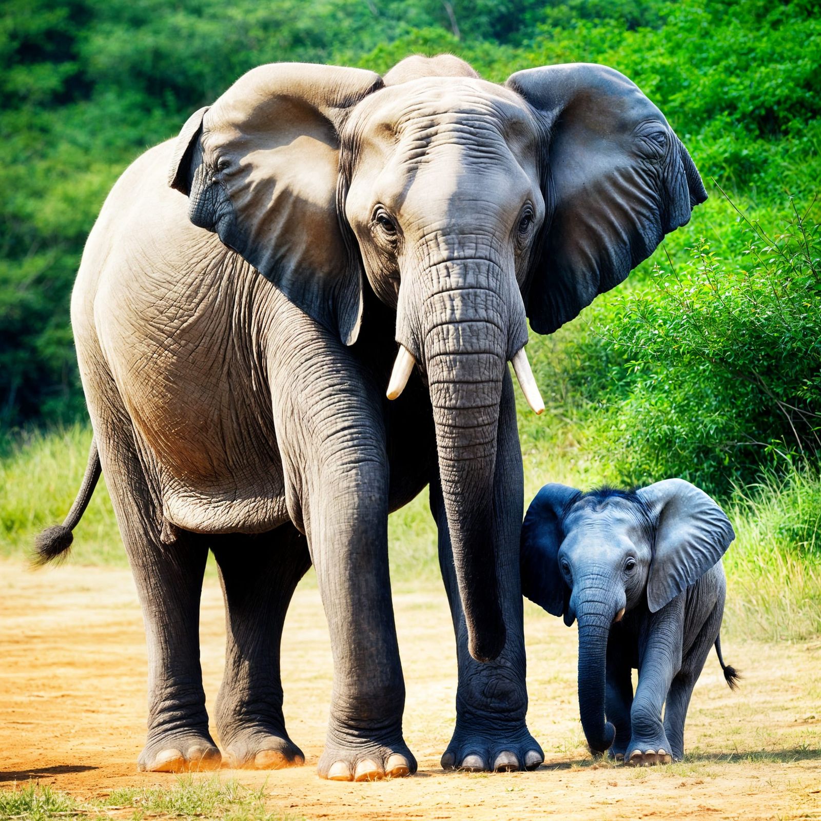 Elephant Mother with Baby