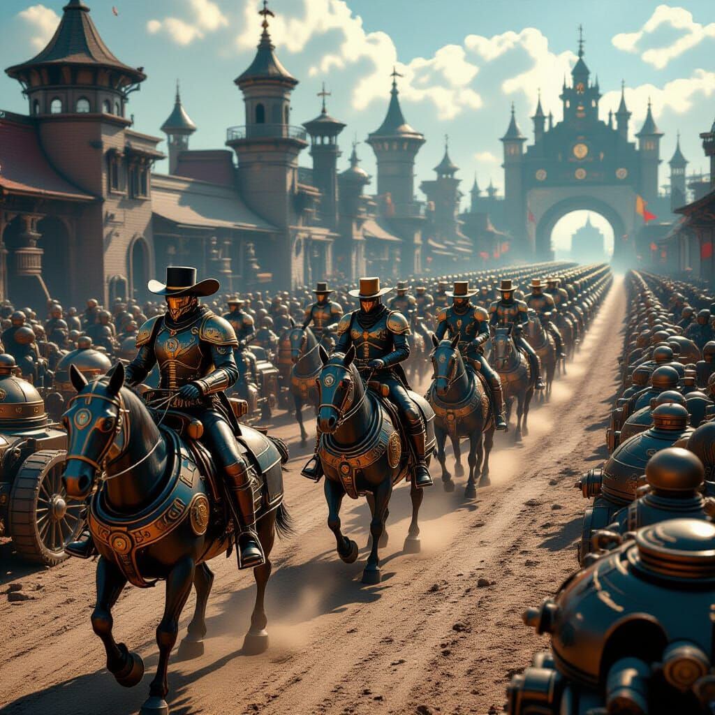 Steampunk Knights Ride to War in Techno-Color 3D