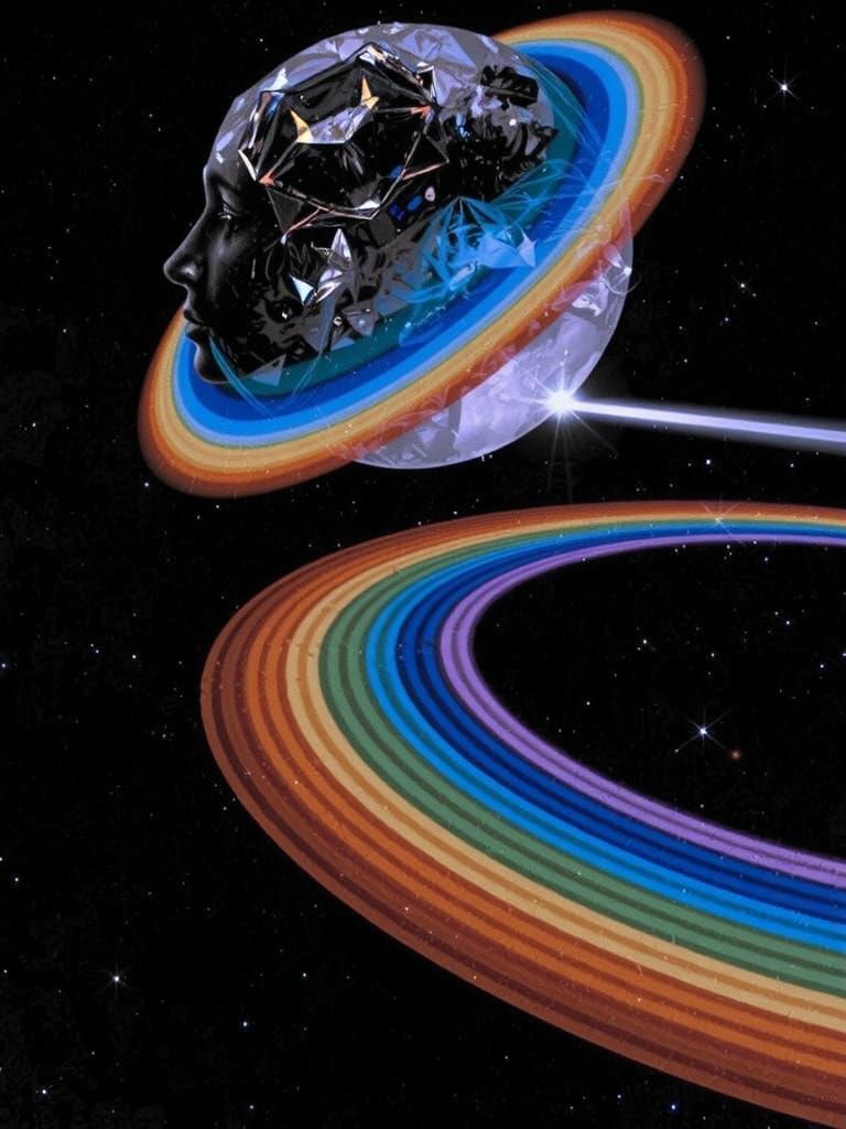 Woman in a Rainbow Kaleidoscope Dreamscape