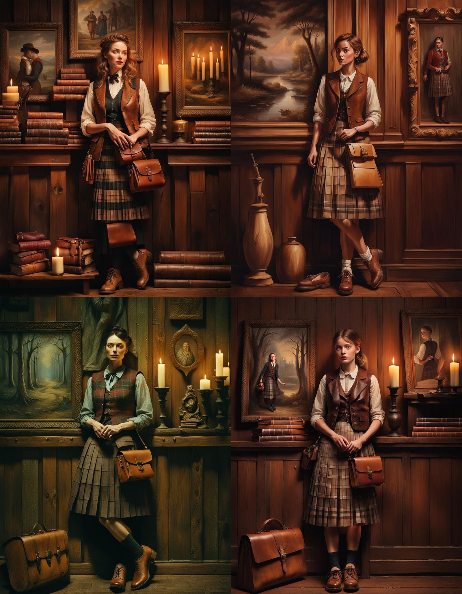Girl in Tartan Vest in Dark Academia Style