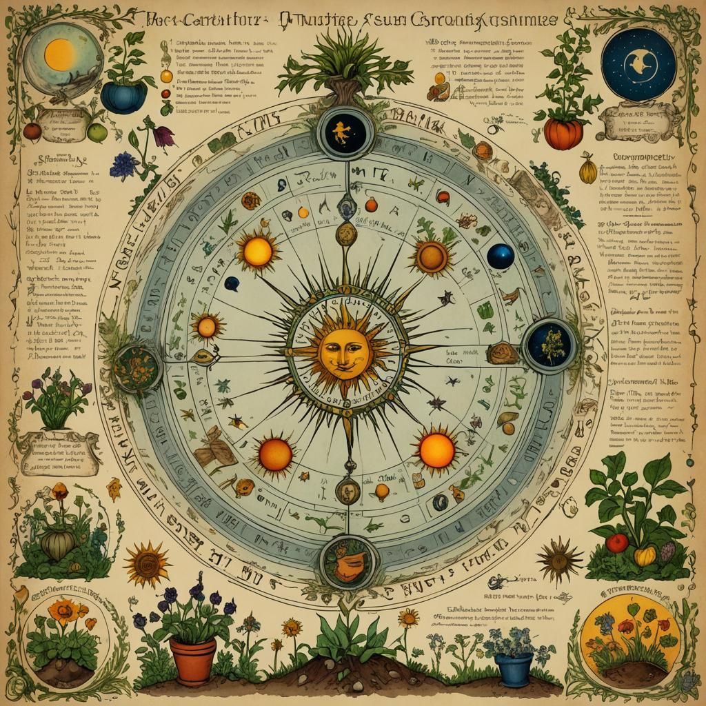 Witch's Grimoire Page: Solar Seed Collection Calendar