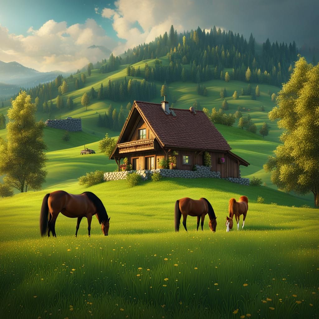 Romanian Mountain Home with Grazing Animals