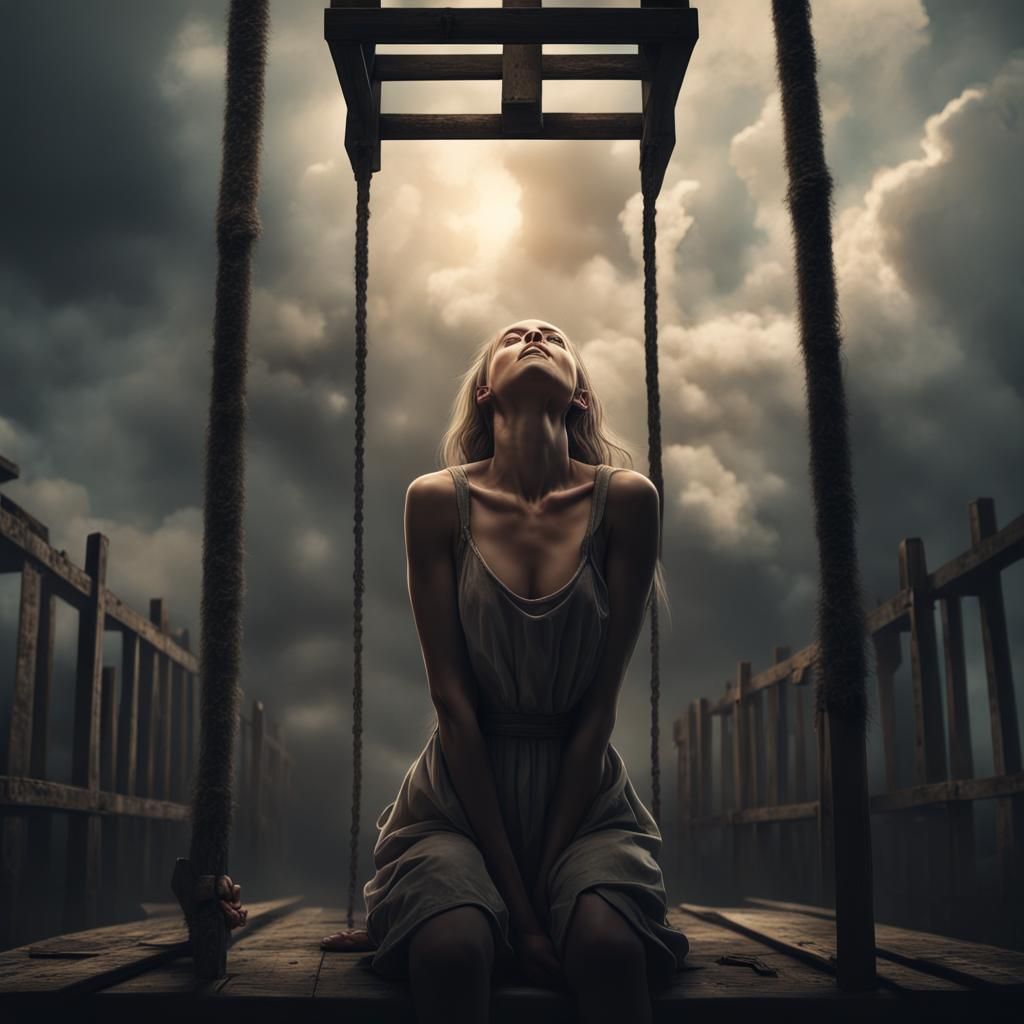 Grateful Woman Freed at Gallows: Digital Matte Painting