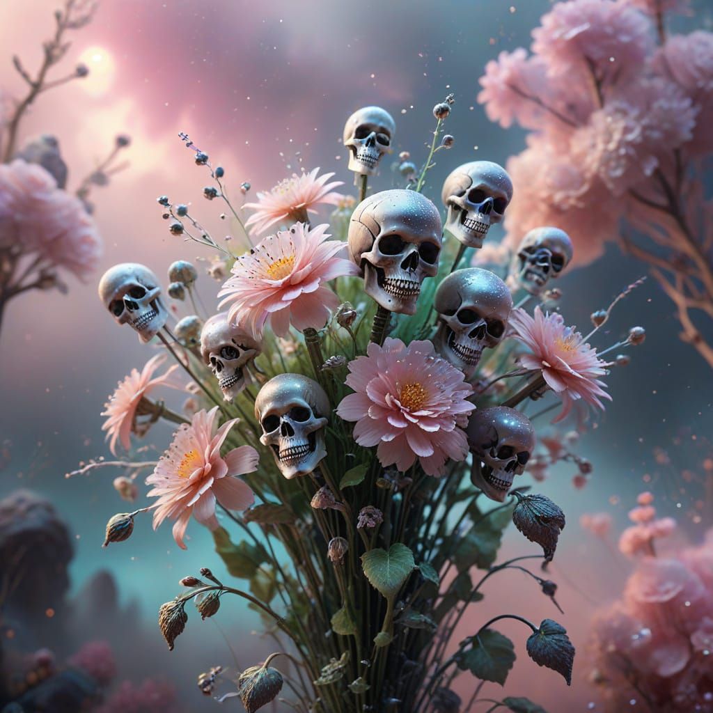 Ethereal Bouquet in Cyberpunk Aesthetic
