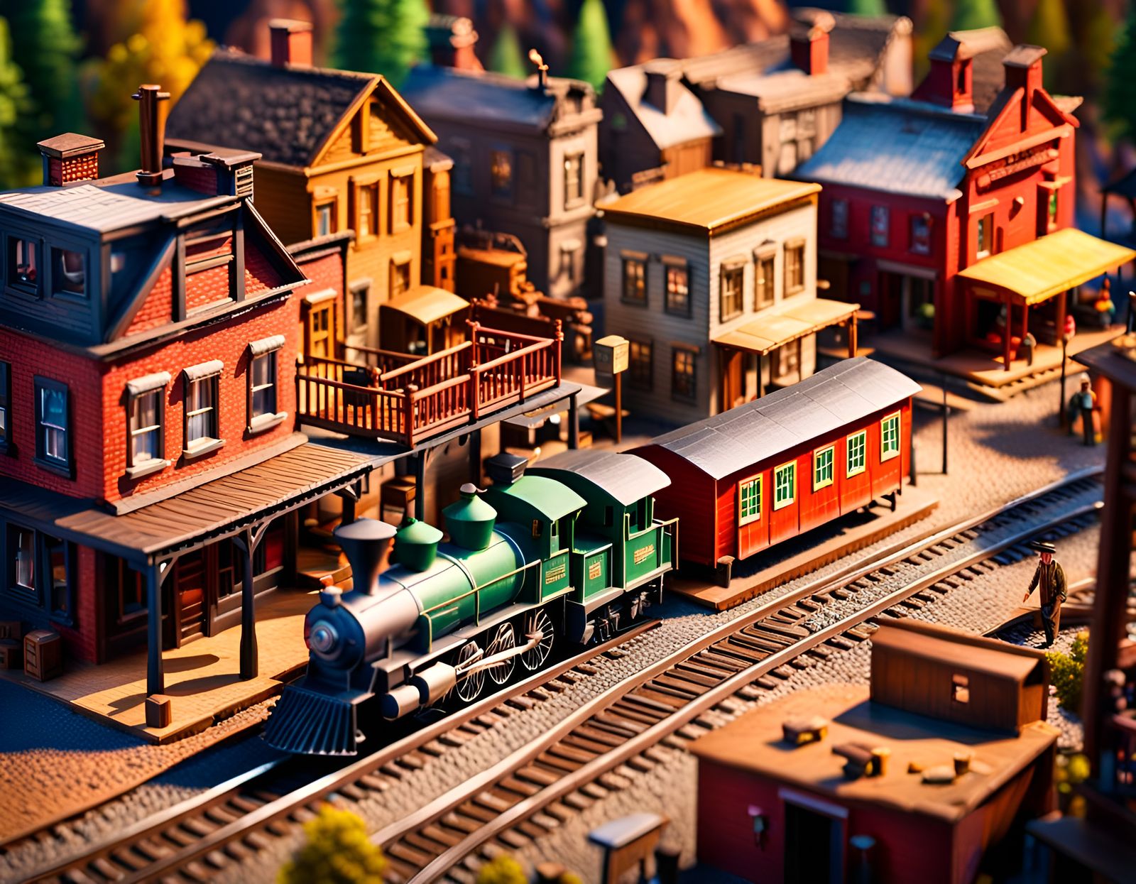 Epic Far-West Diorama in Oil Painting Style