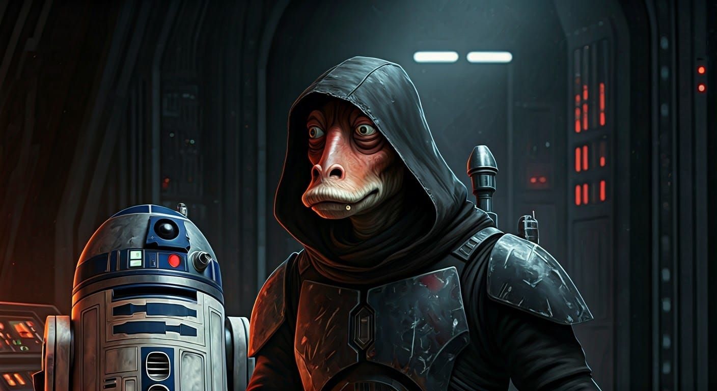 Jar Jar as a Cyberpunk Bounty Hunter