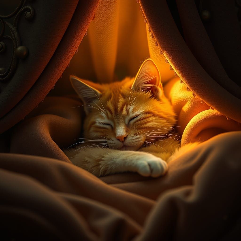 Orange Cat in Mystical Dreamlike Realm
