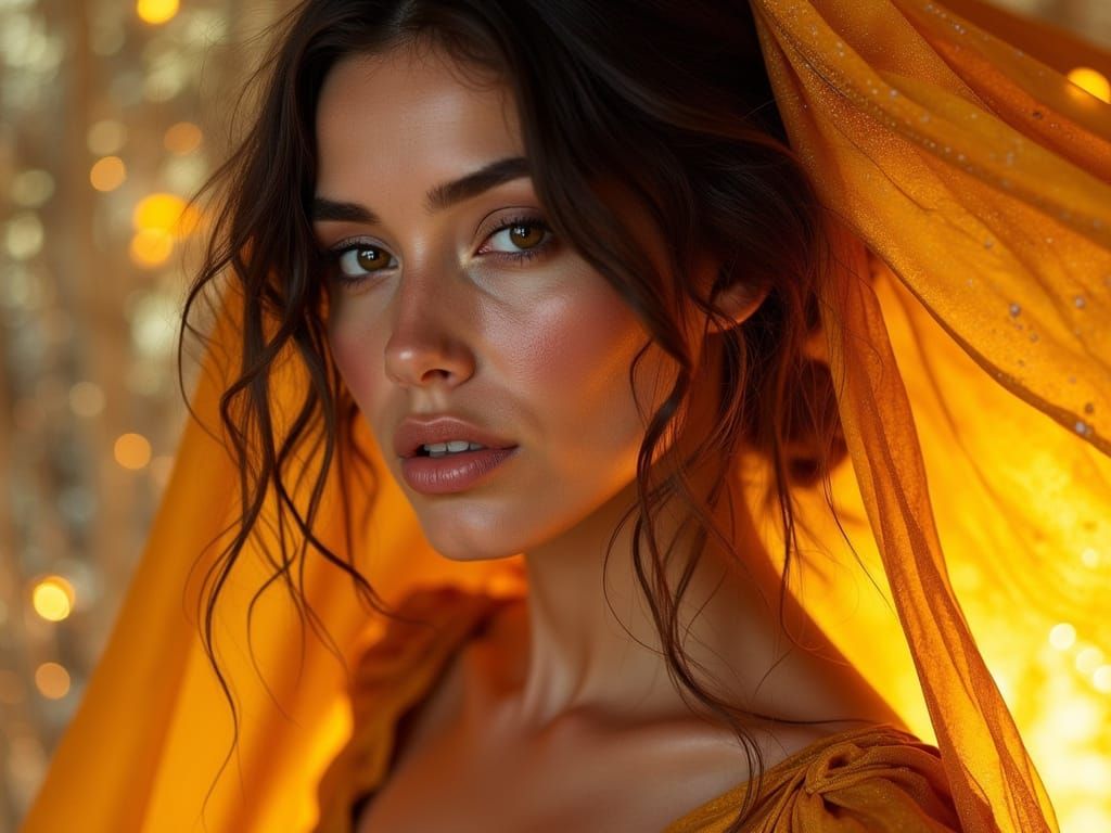 Colombian Woman in Citrine Hues, David Mack Style