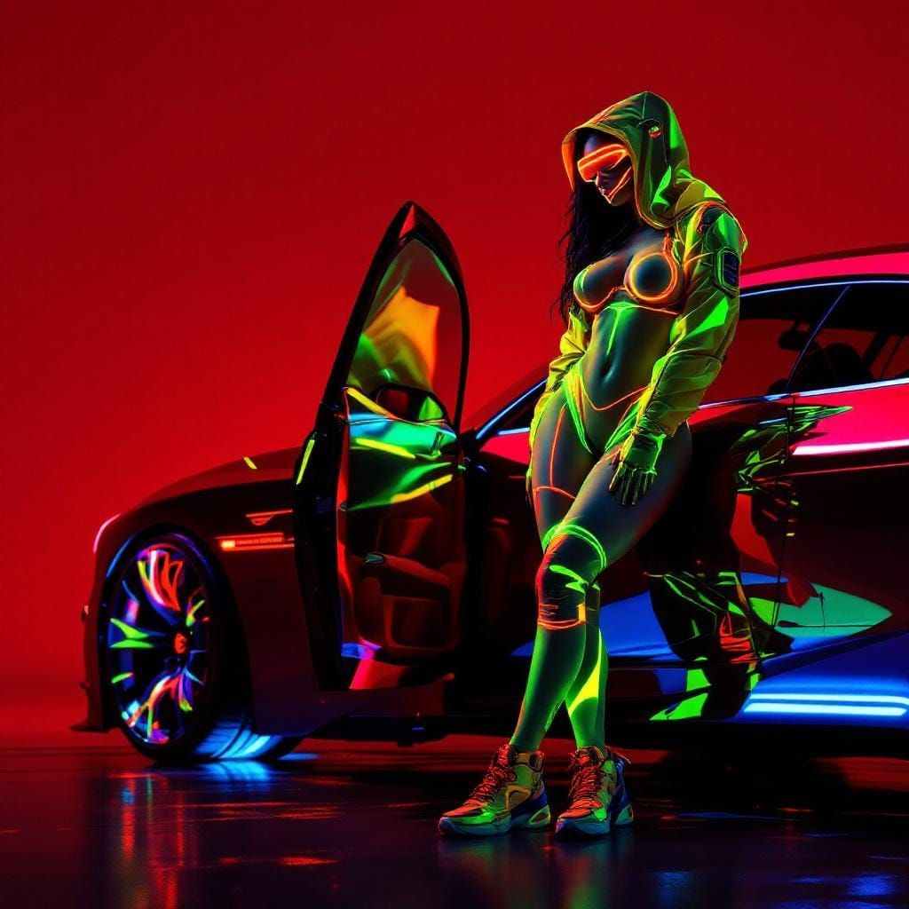 Futuristic Twin Women in Cyber-tech Bikinis