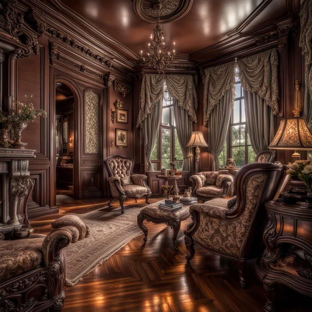 Glamorous Victorian House Interior in Hyperrealistic Detail