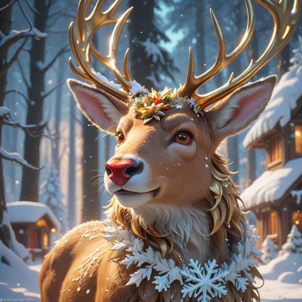 Shimmering Rudolph Portrait in Art Nouveau Style
