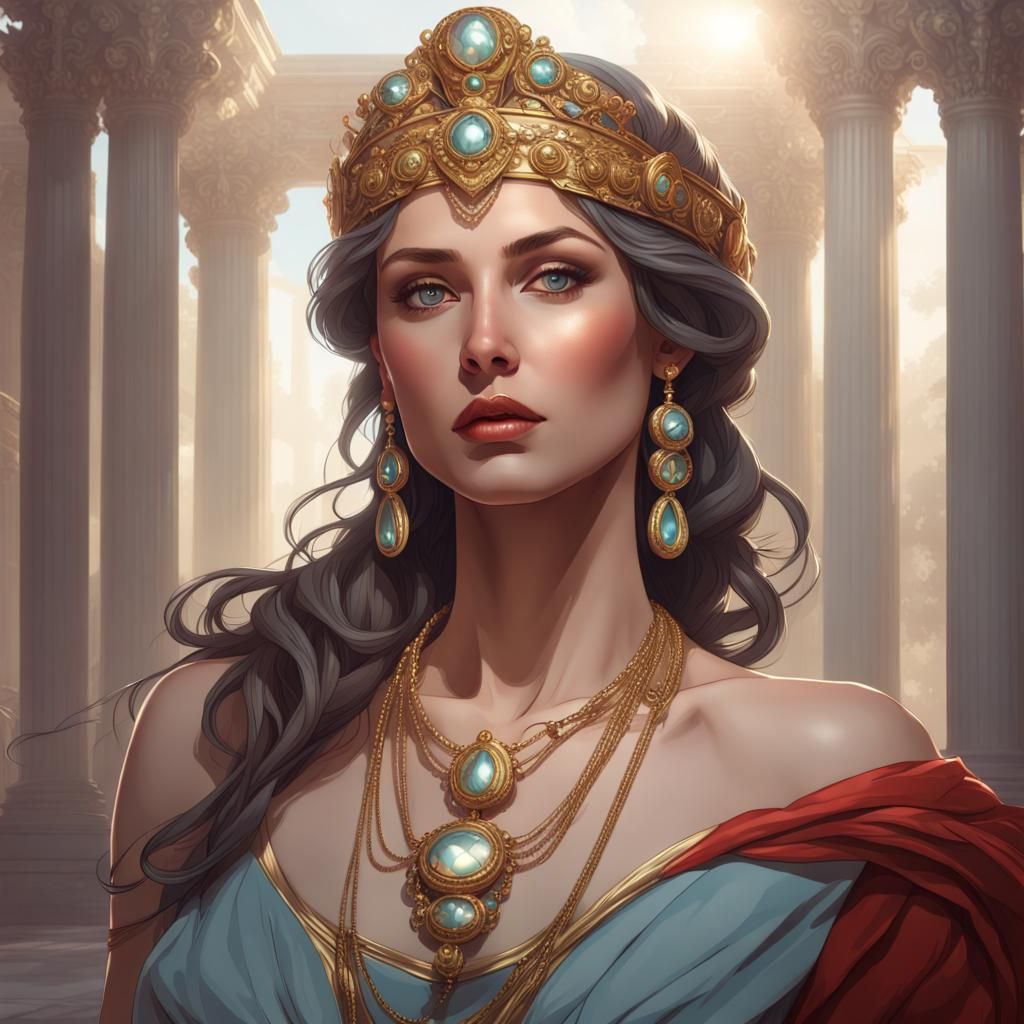 Elegant Roman Empress Portrait in Hyperdetailed Digital Art