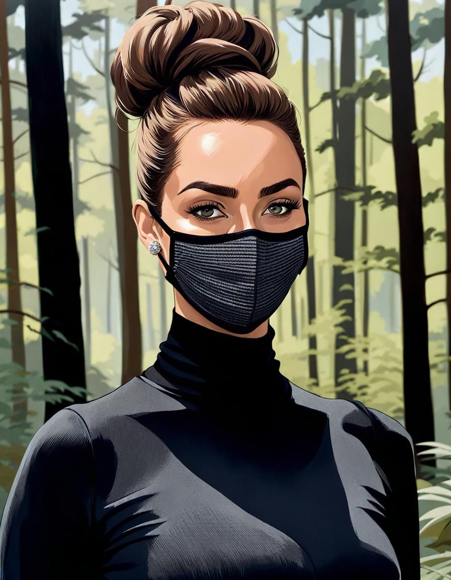 Brunette in Forest: Oil Painting Portrait
