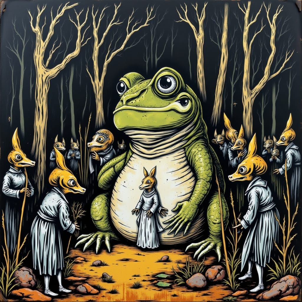 Toad God and Fox Bride, in Henri Matisse Style