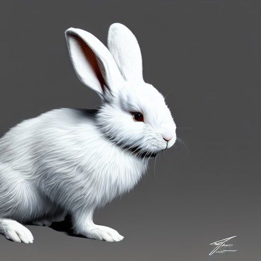Anthropomorphic White Rabbit Digital Painting