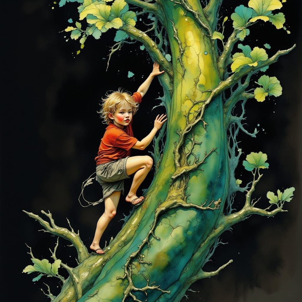 Jack Climbs Beanstalk: Hyperrealistic Neurographic Art