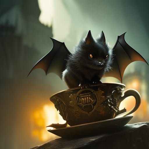 vampire bat in a teacup