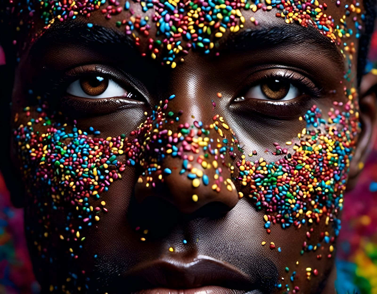 Chocolate African Male Portrait with Rainbow Sprinkles