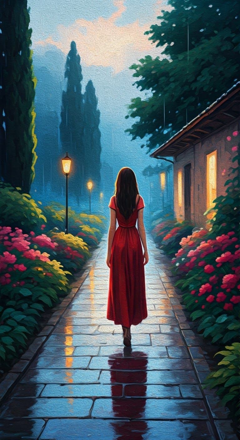 Whispers of a Quiet Garden in Soft, Expressive Brushstrokes