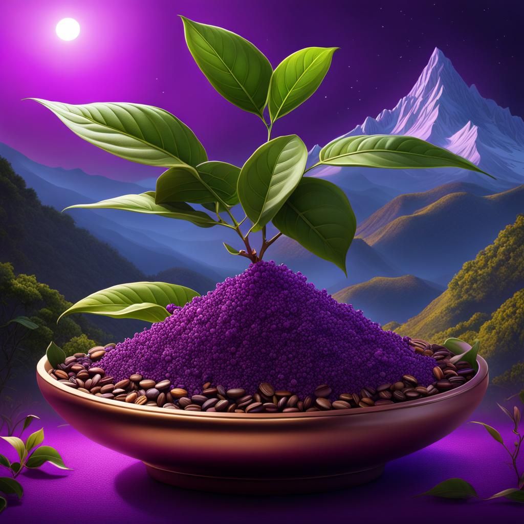 Coffee Plant Seed with Mountain in Vector Style