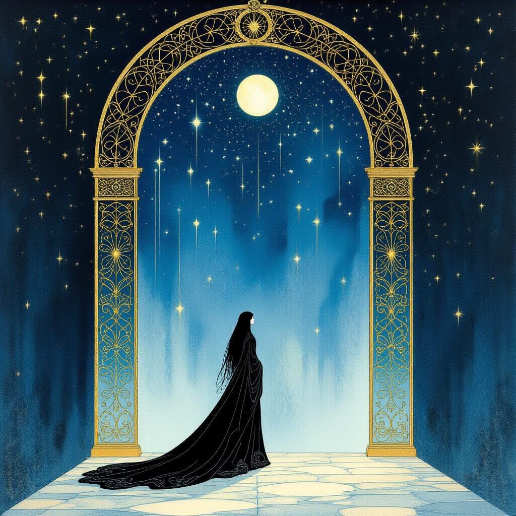 Liminal Archway Midnight Ritual Painting