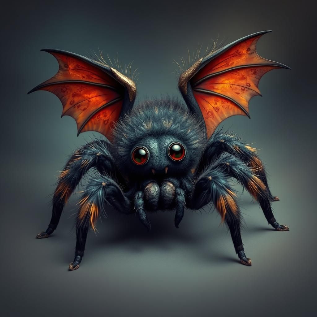 Adorable Fluffy Tarantula with Bat Wings