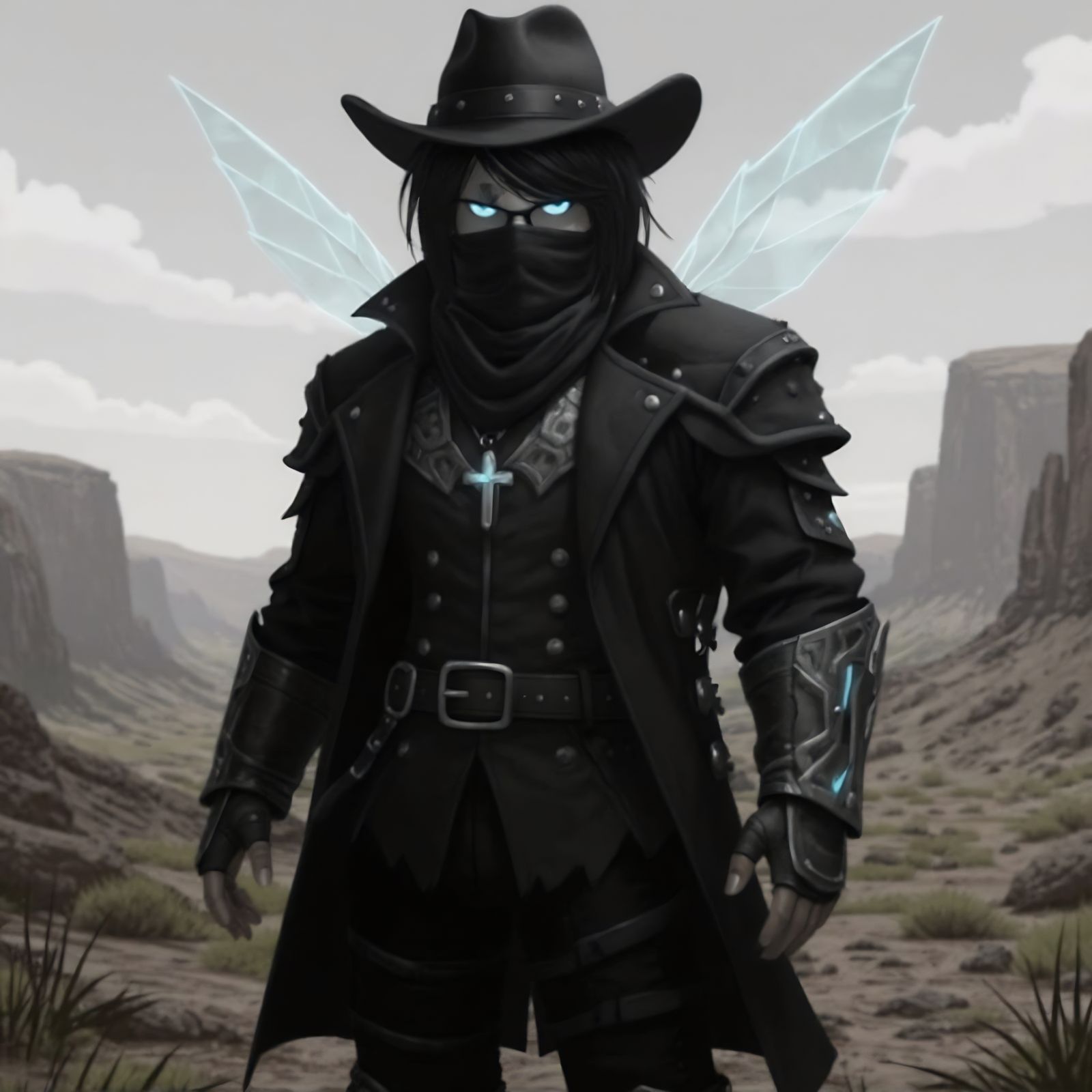 Anime Gunslinger in Windswept Canyon