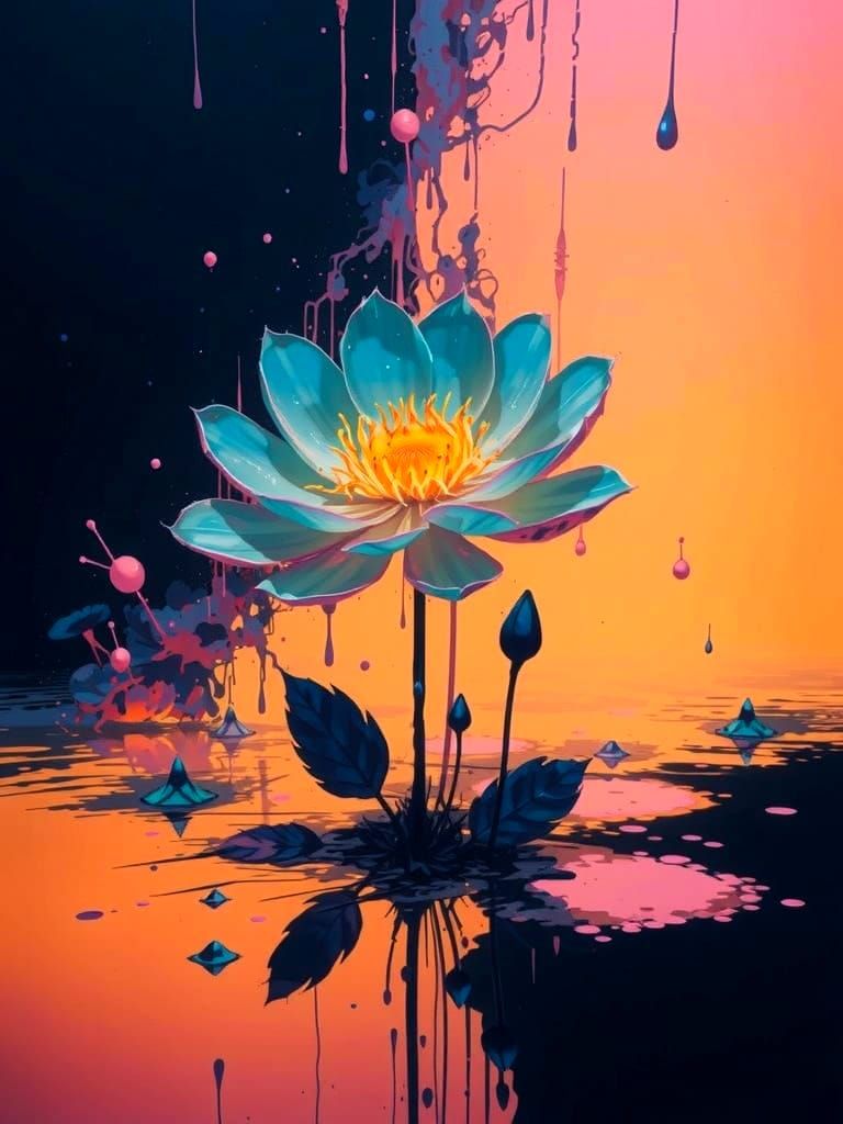 Iridescent Swamp Flowers in Geometric Abstraction