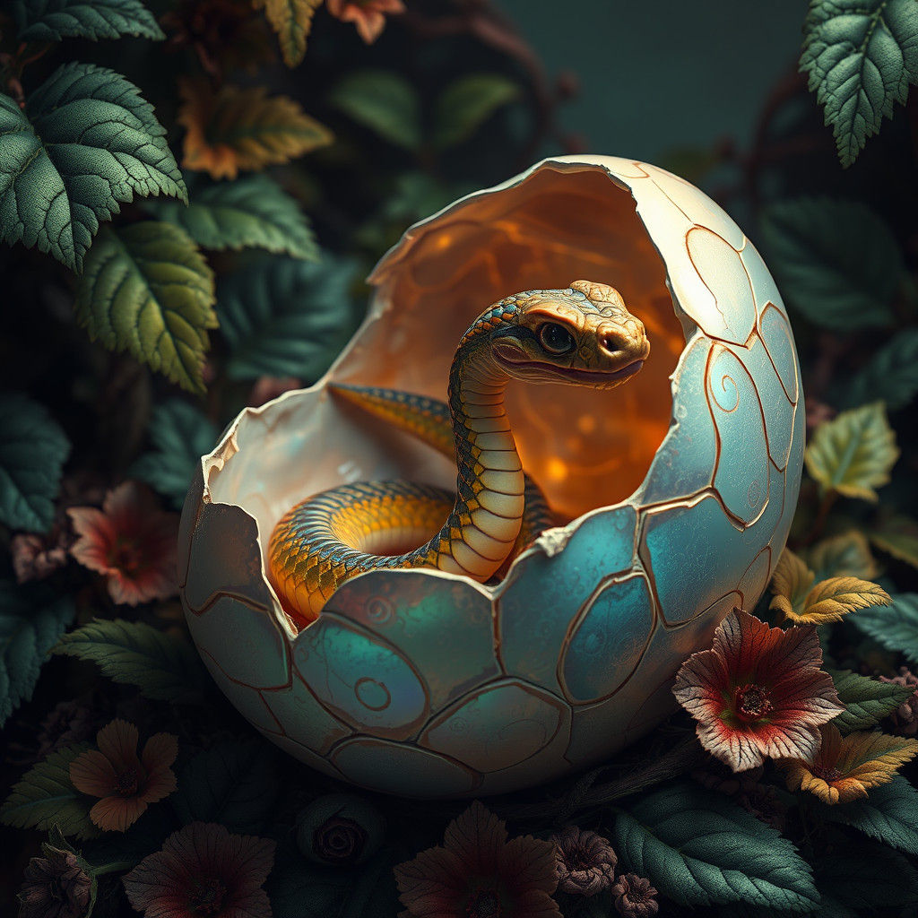 Serpent Hatchling Emerges: High-Fantasy Concept Art