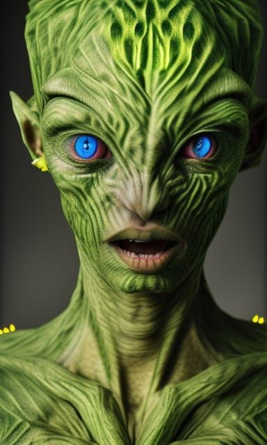 Human Lizard Alien Hybrid in Sci-Fi Horror Style