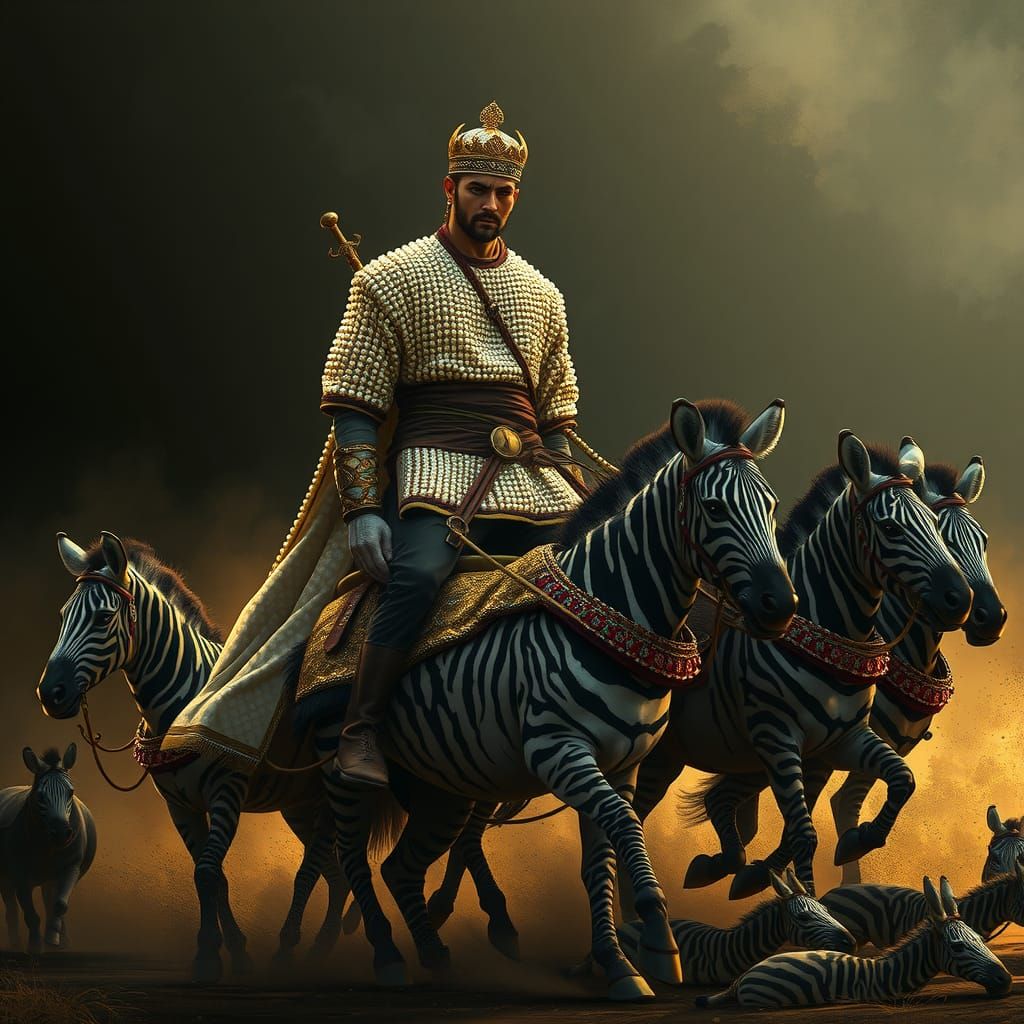 Lord of Tartary in Opulent Robe and Zebra Chariot