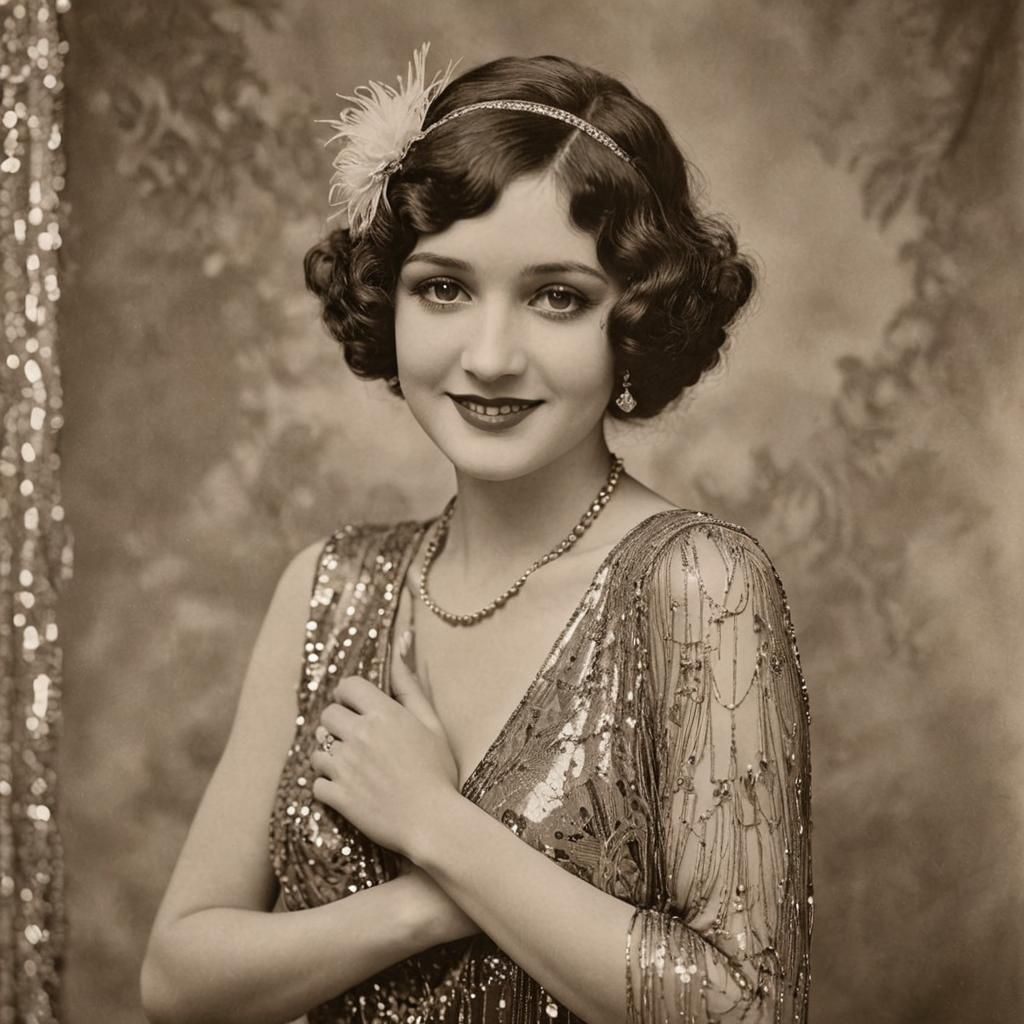 Silent Movie Actress in Vintage Sepia Photograph
