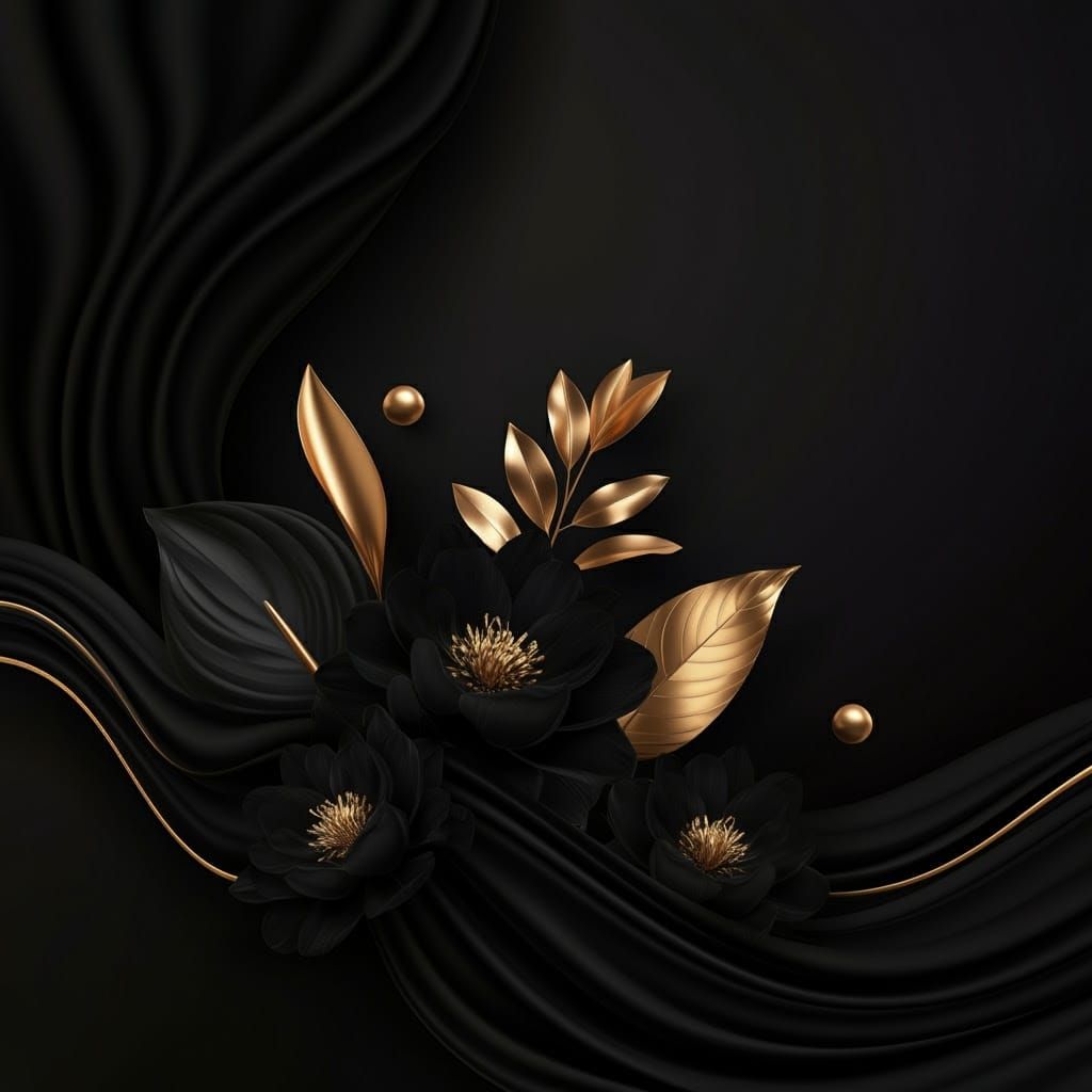 Elegant Baroque-Inspired Still Life with Black Flowers and G...
