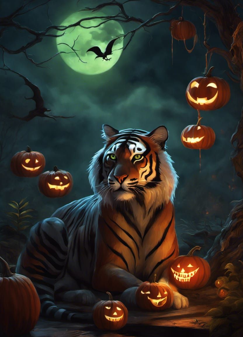 Spooky Halloween Party with Space Cowboys and Tigers