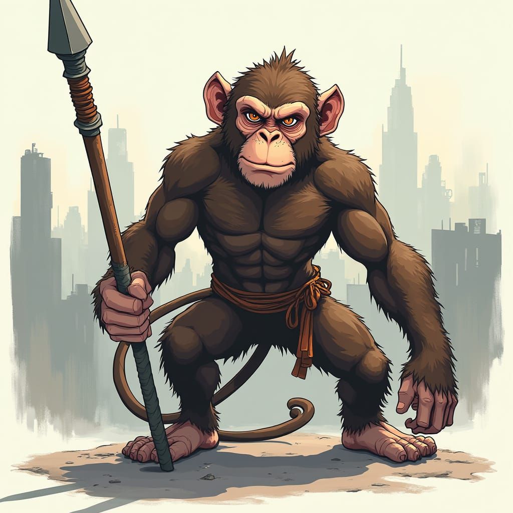 Cel-Shaded Monkey Hero Defies the City