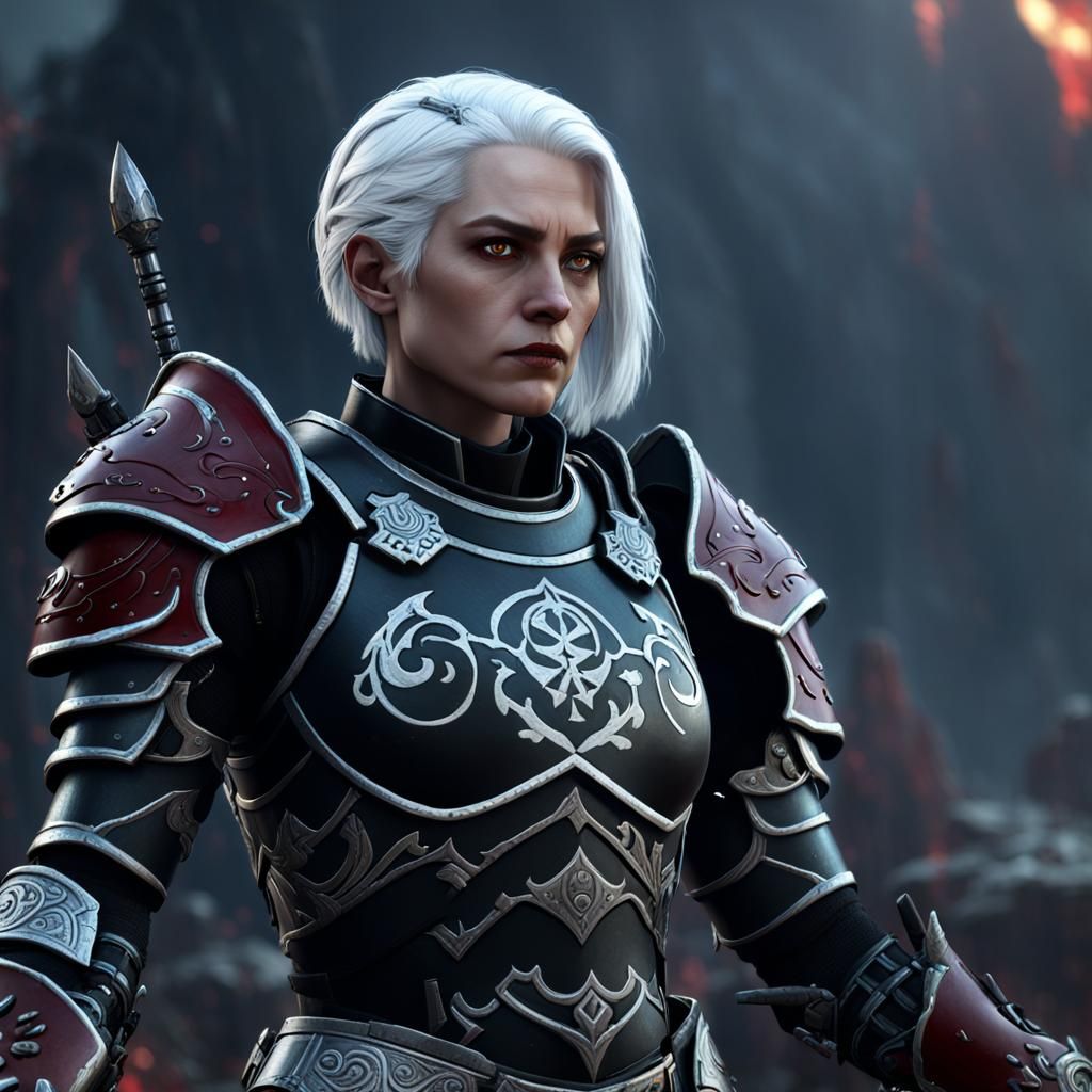 Woman in Black Armor Digital Art