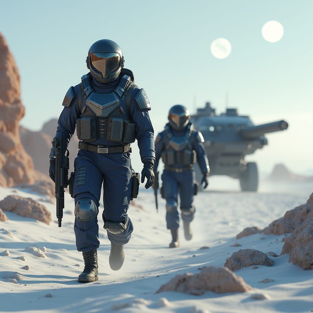 Hyper Realistic Sci-Fi Soldiers on Alien Planet
