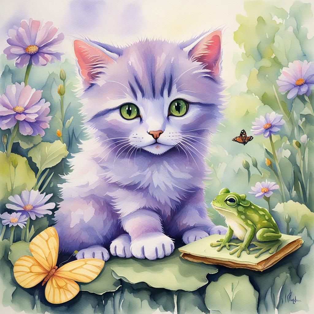 Story time for cat and frog..The Frog Prince..