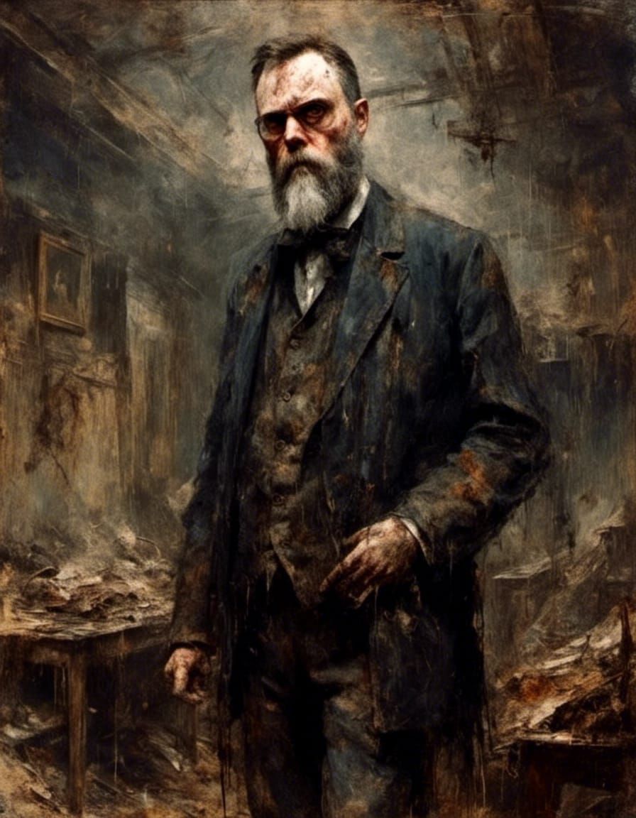 Macabre Victorian Gentleman in Sinister Atmosphere