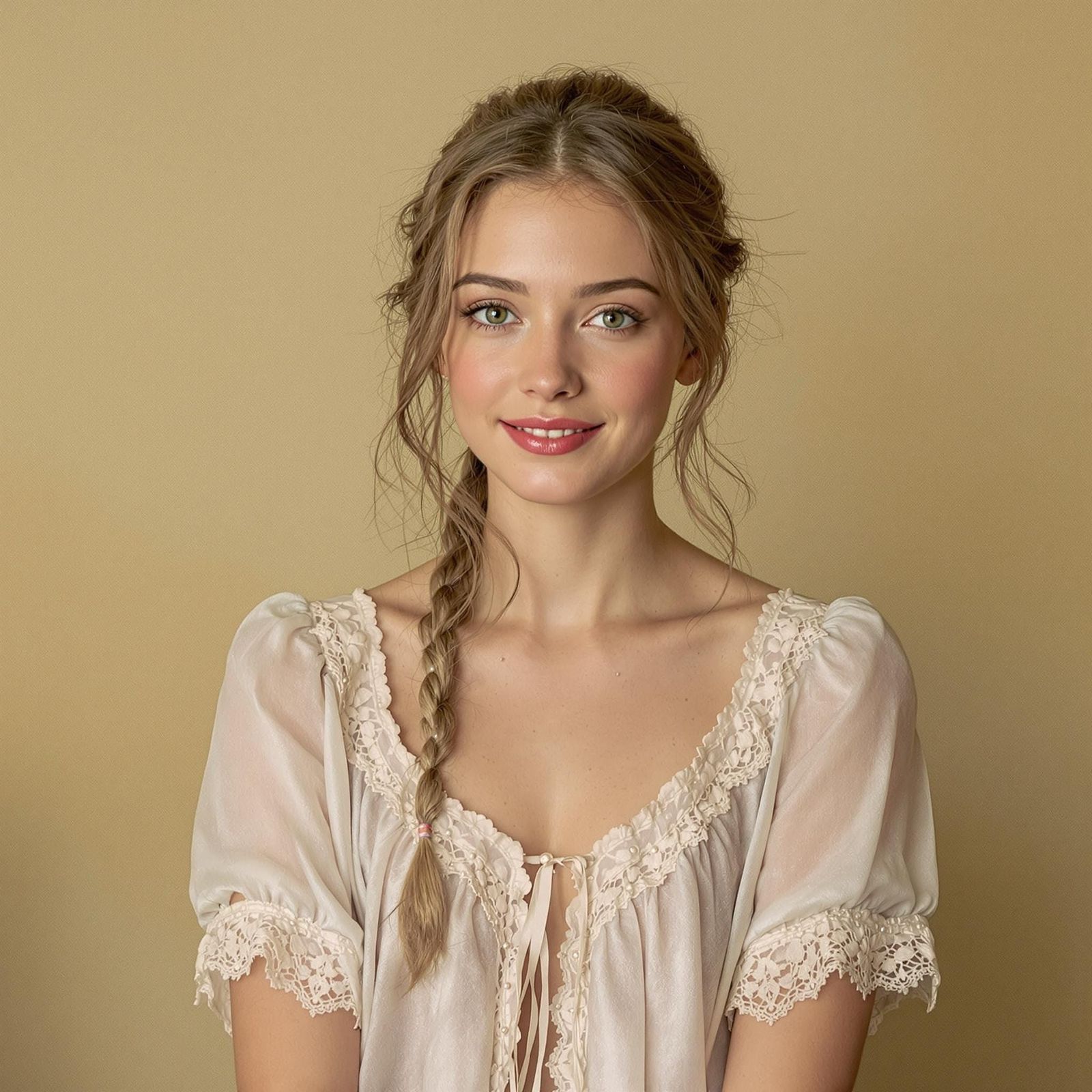 Delicate Pre-Raphaelite Woman with Pearls