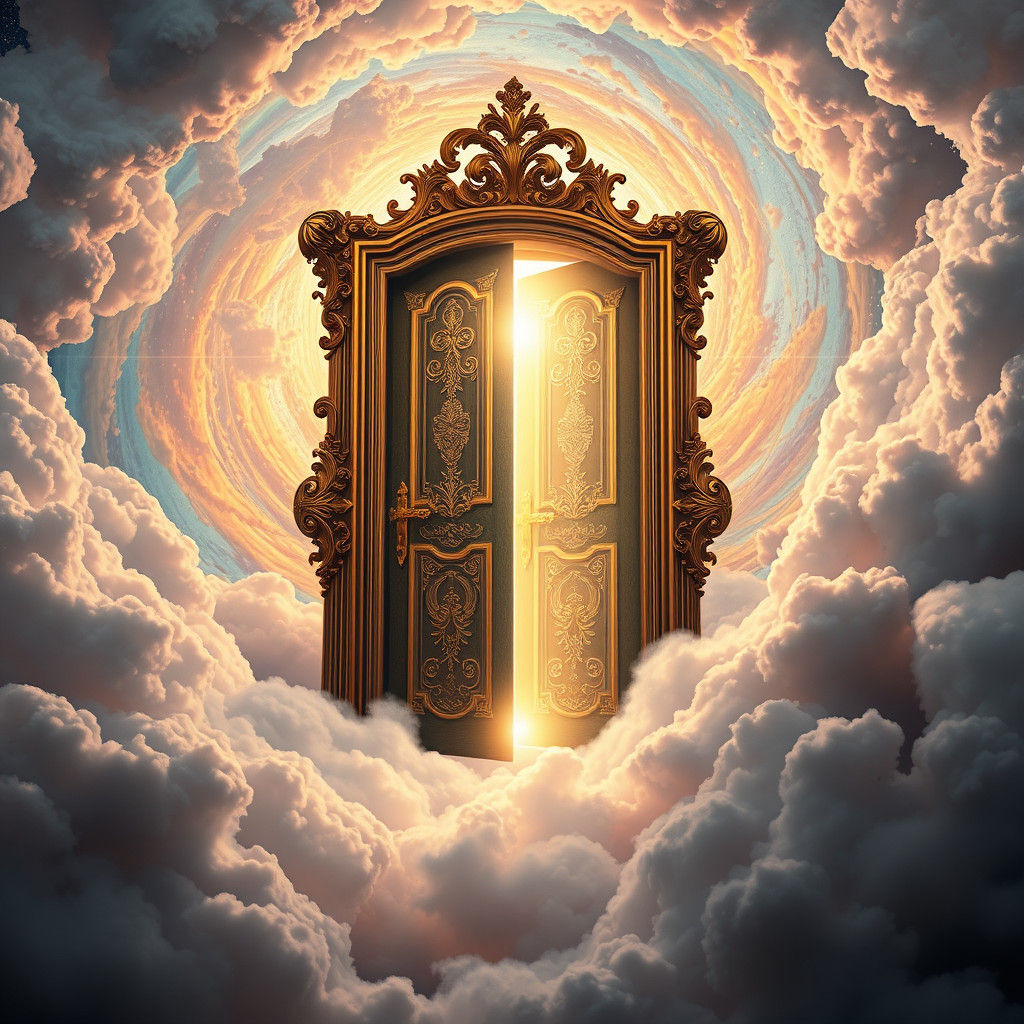 Ornate Golden Doorway to Heaven in Digital Art