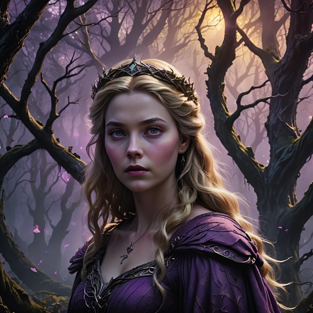 Mystical Princess in Dark Fantasy Forest