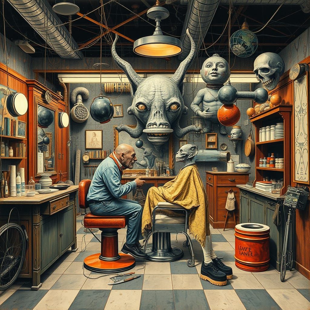 Surreal Barbershop in a Soup of Neologisms