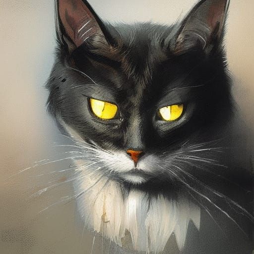 Sinister Skeptic Cat Art by Greg Rutkowski