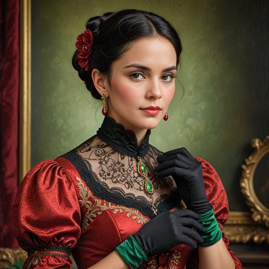 Elegant Victorian Lady Portrait in Oil Painting Style