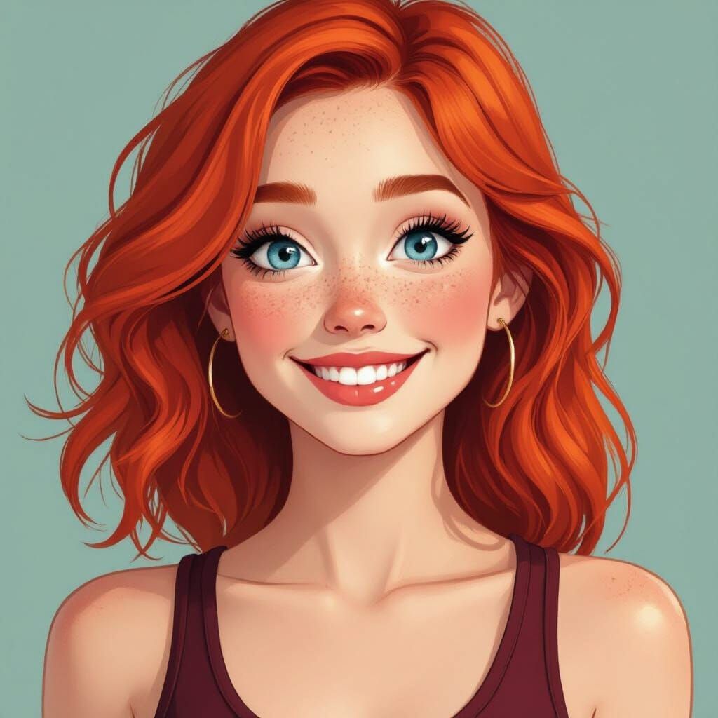 Portrait of a Redhead Teenager in Digital Art Style