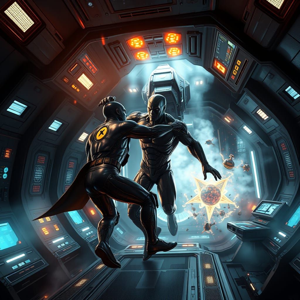Dr. Fate Fights Clayface in Futuristic Space Station