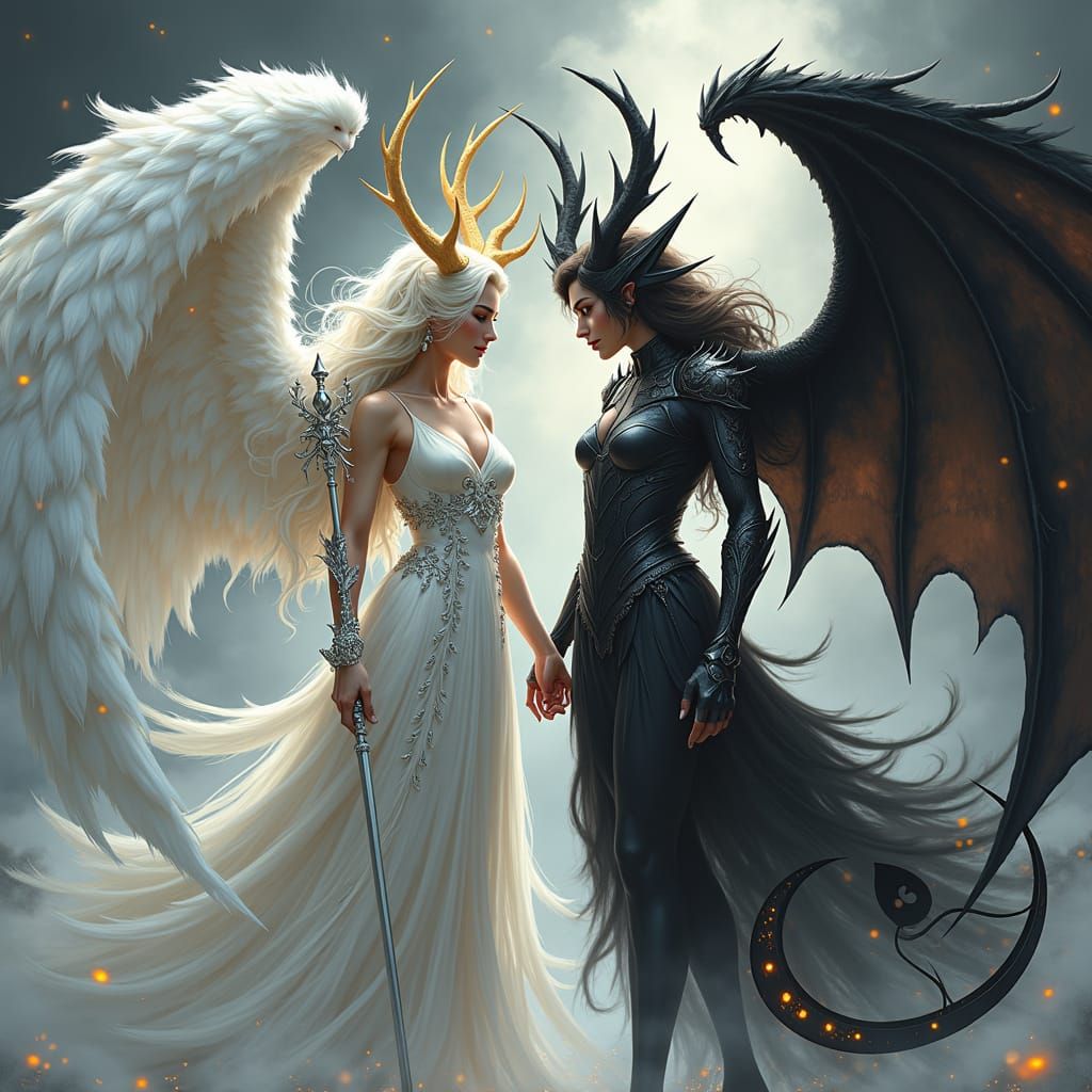 Angel vs Demon in Epic Anime-Style Art