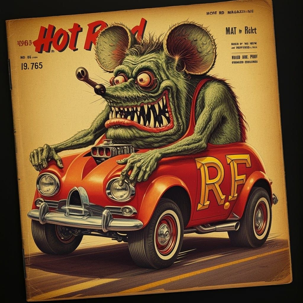 Rat Fink on HOT ROD MAGAZINE Cover Art